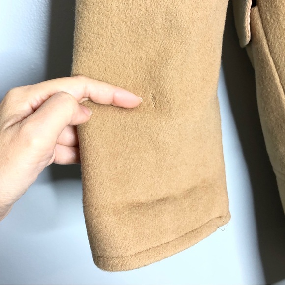 Talbots Camel Duffle Long Coat 100% Wool Removable Hooded Toggle Overcoat Jacket - Picture 9 of 16